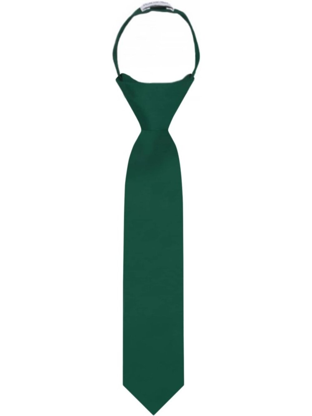 Jacob Alexander Kids  Solid Zip-Up Necktie -11" Forest Green
